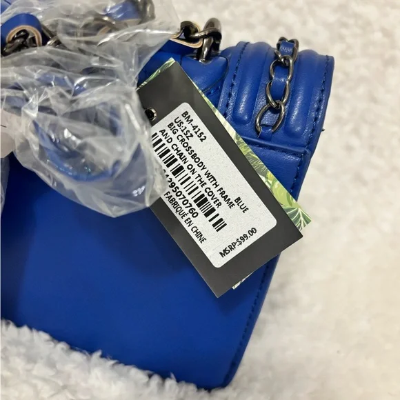 Beautiful Badgley & Mischka Quilted Blue Chain Shoulder Bag MSRP $99 - Picture 5 of 7